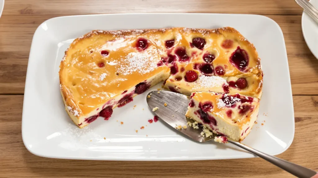 Entre le flan et le clafoutis, ce gâteau sans beurre ni sucre raffiné