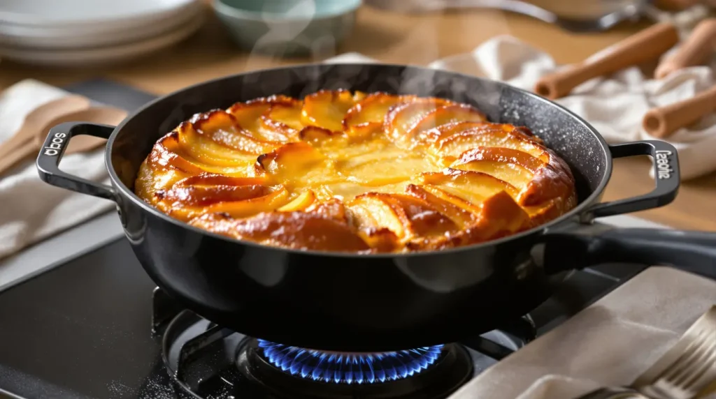 Je prépare ce gâteau aux pommes à la poêle : ultra simple, rapide, sans four et tellement réconfortant